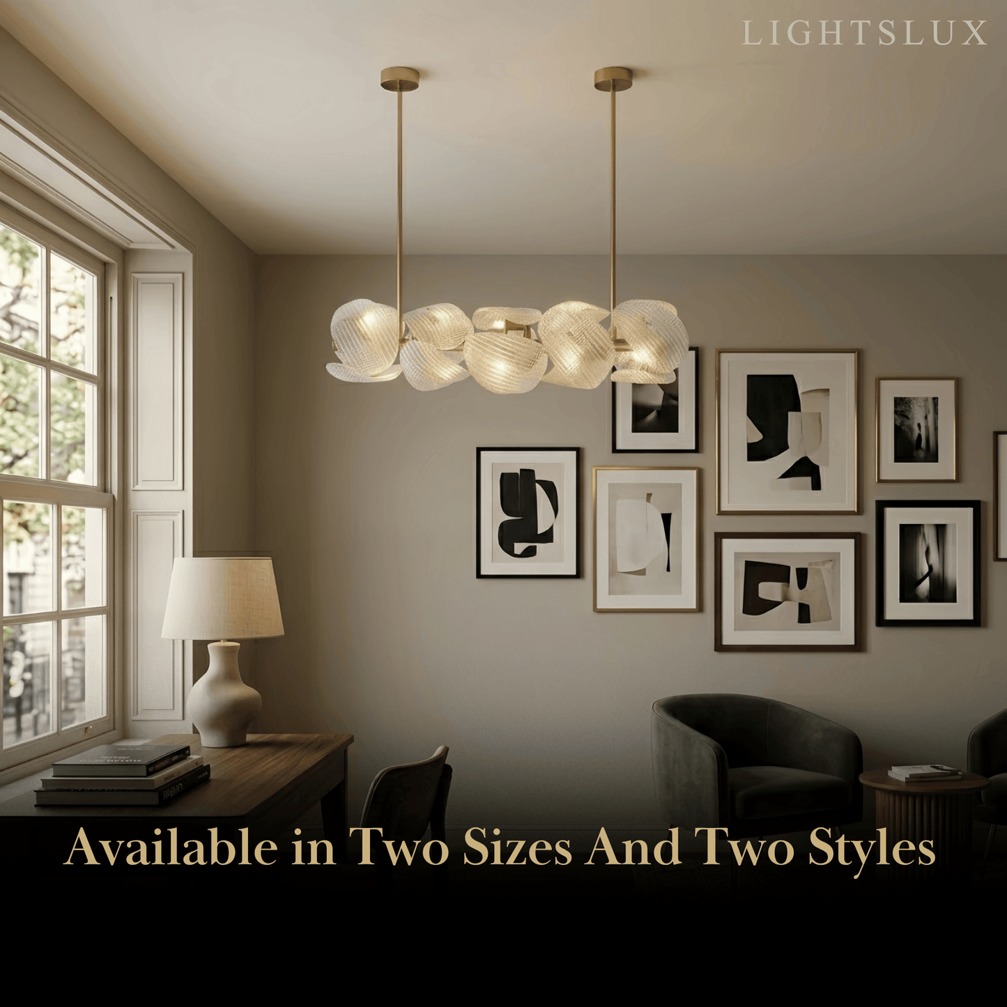 Elegant Petal Glass Chandelier -- Round or Linear
