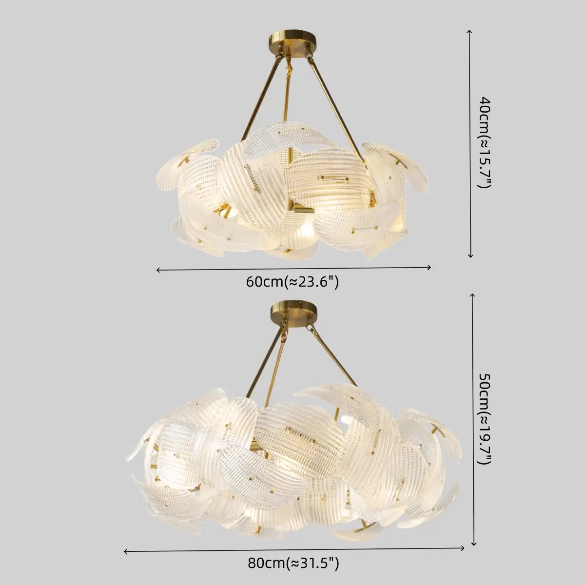 Elegant Petal Glass Chandelier -- Round or Linear