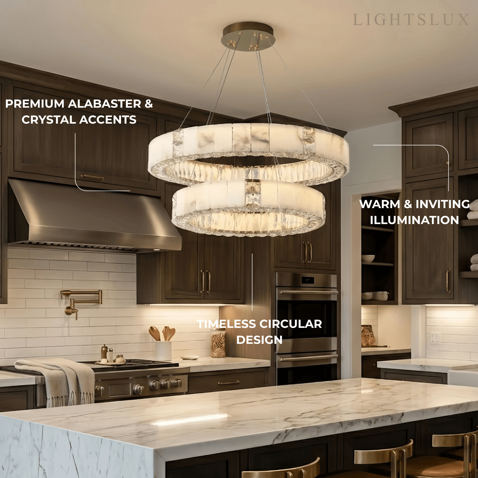 Alba Modern Alabaster Circular Chandelier