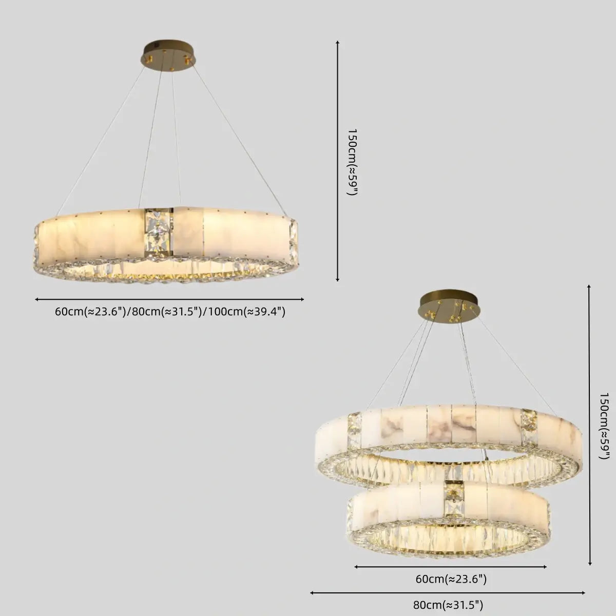 Alba Modern Alabaster Circular Chandelier