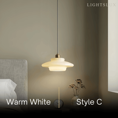 Minimalist Milk Glass Dome Pendant Light -- Frosted White