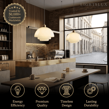 Minimalist Milk Glass Dome Pendant Light -- Frosted White