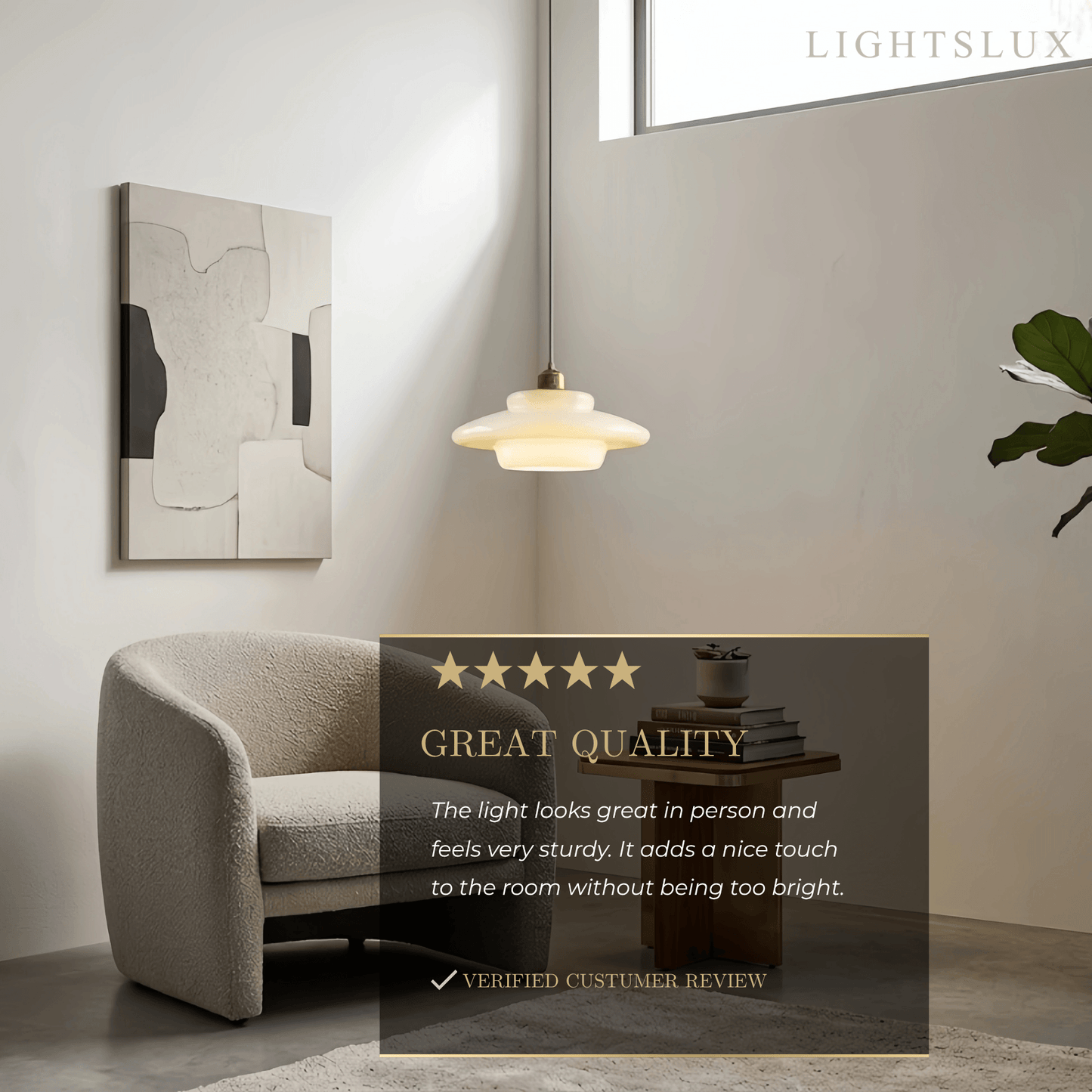 Minimalist Milk Glass Dome Pendant Light -- Frosted White