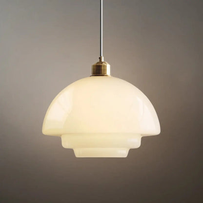 Minimalist Milk Glass Dome Pendant Light -- Frosted White