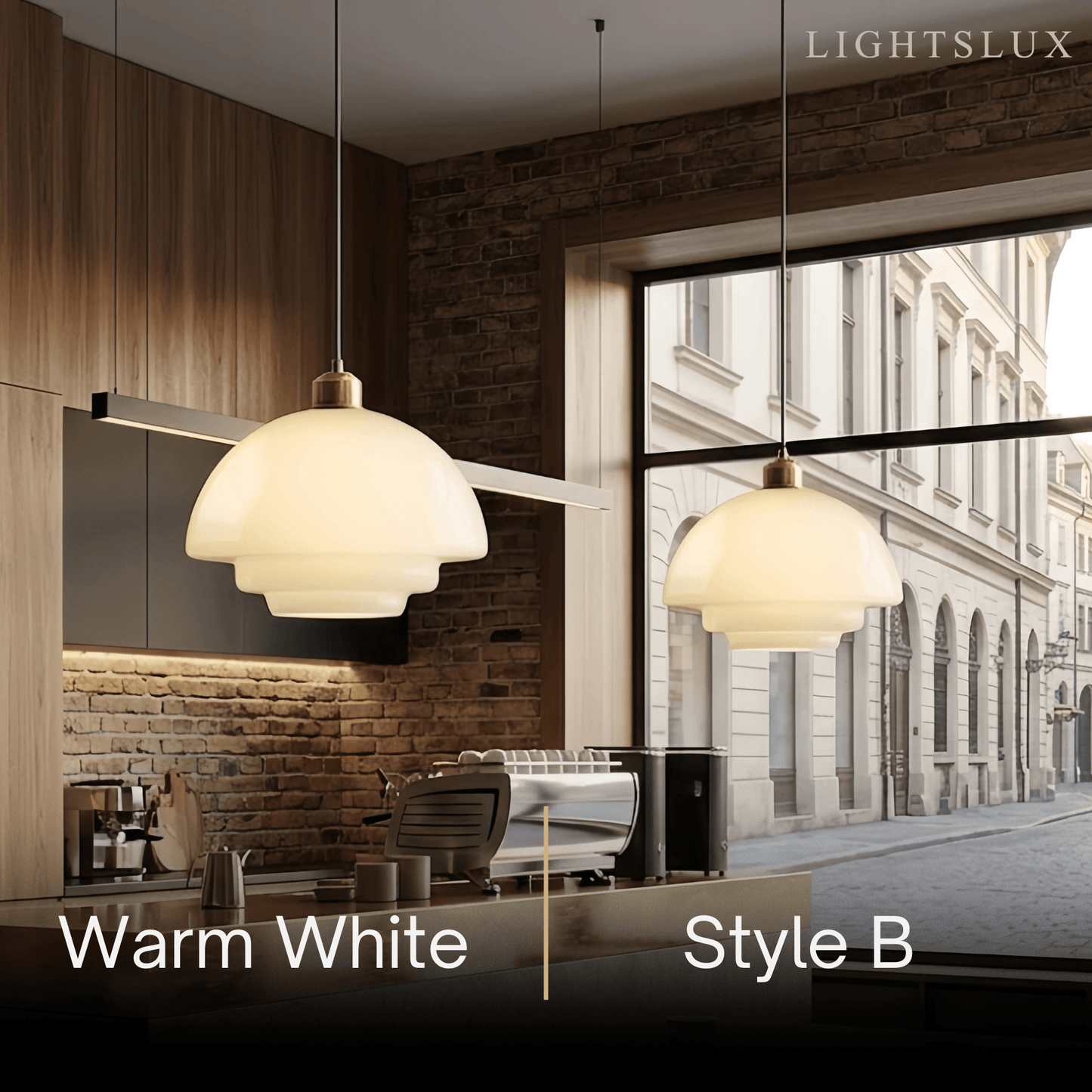 Minimalist Milk Glass Dome Pendant Light -- Frosted White