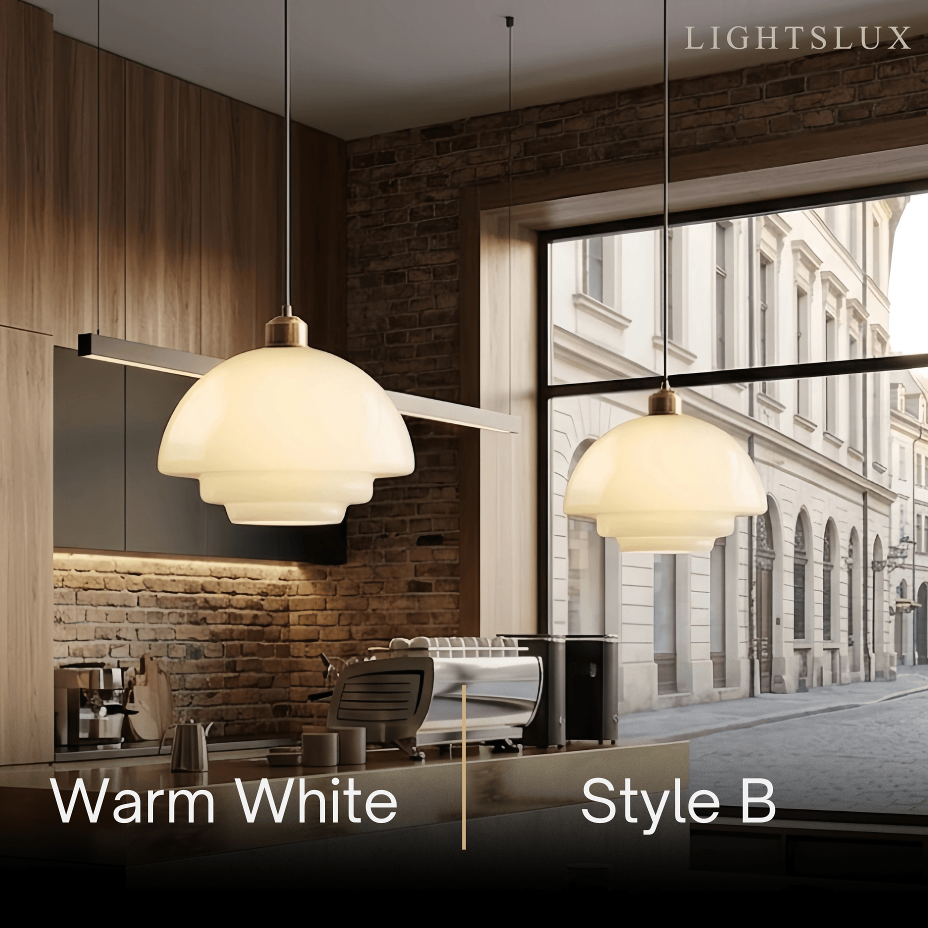 Minimalist Milk Glass Dome Pendant Light -- Frosted White