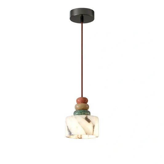 Art Deco Stone Dome Pendant Light -- Multi-Color Natural Stone