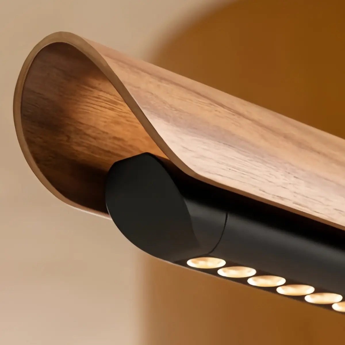 Modern Linear Pendant Light -- Walnut Wood & Metal