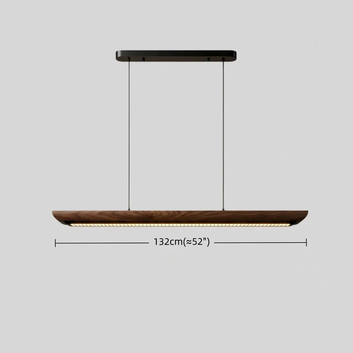 Modern Linear Pendant Light -- Walnut Wood & Metal