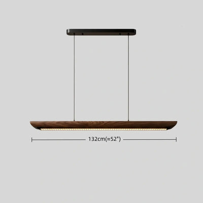 Modern Linear Pendant Light -- Walnut Wood & Metal