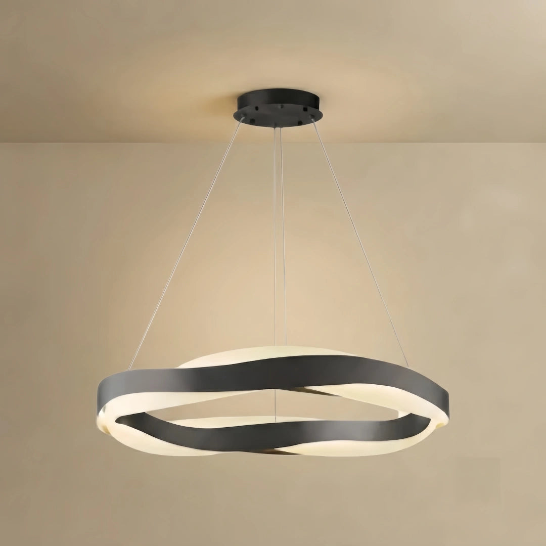 Modern Wave Circular Pendant Light – Gold Stainless Steel for Living Room / Dining Room