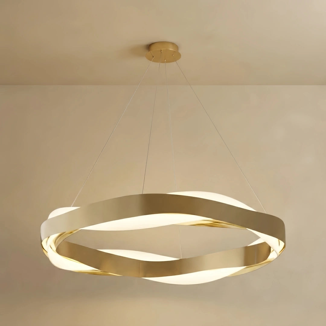 Circular Pendant Light – Gold Stainless Steel for Living Room / Dining Room