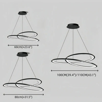 Arcato Nordic Swirl Kronleuchter – Skulpturales Design aus schwarzem Metall für Wohn-/Esszimmer