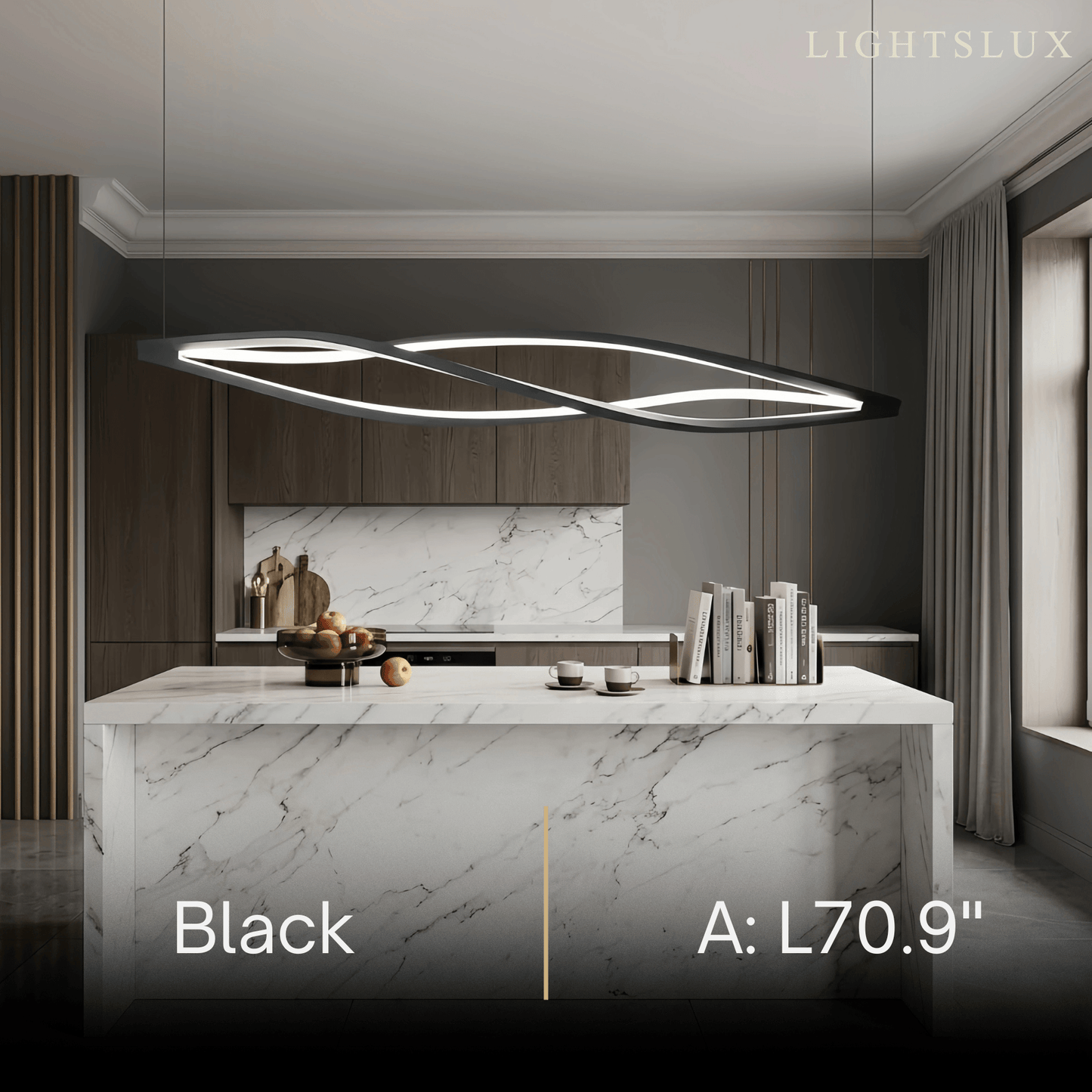 Arcato Art Deco Helix Pendant Light – Black/White Aluminum for Dining Room / Staircase