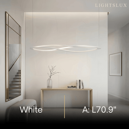 Arcato Art Deco Helix Pendant Light – Black/White Aluminum for Dining Room / Staircase