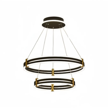 Modern Tiered Circular Chandelier -- Black Metal Rings