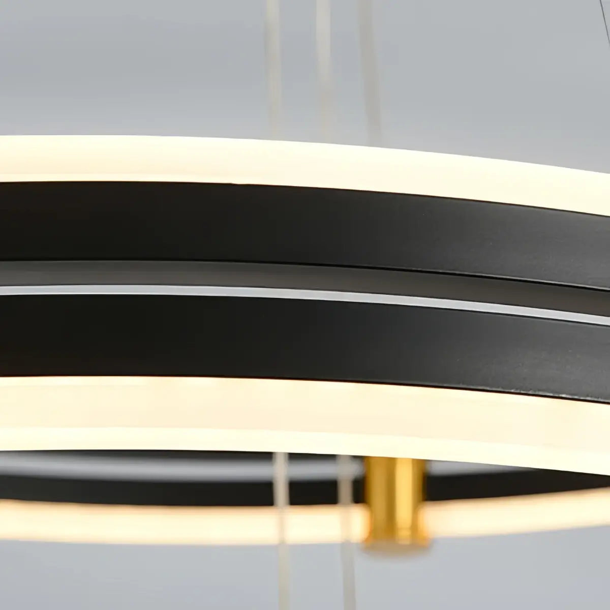 Modern Tiered Circular Chandelier -- Black Metal Rings