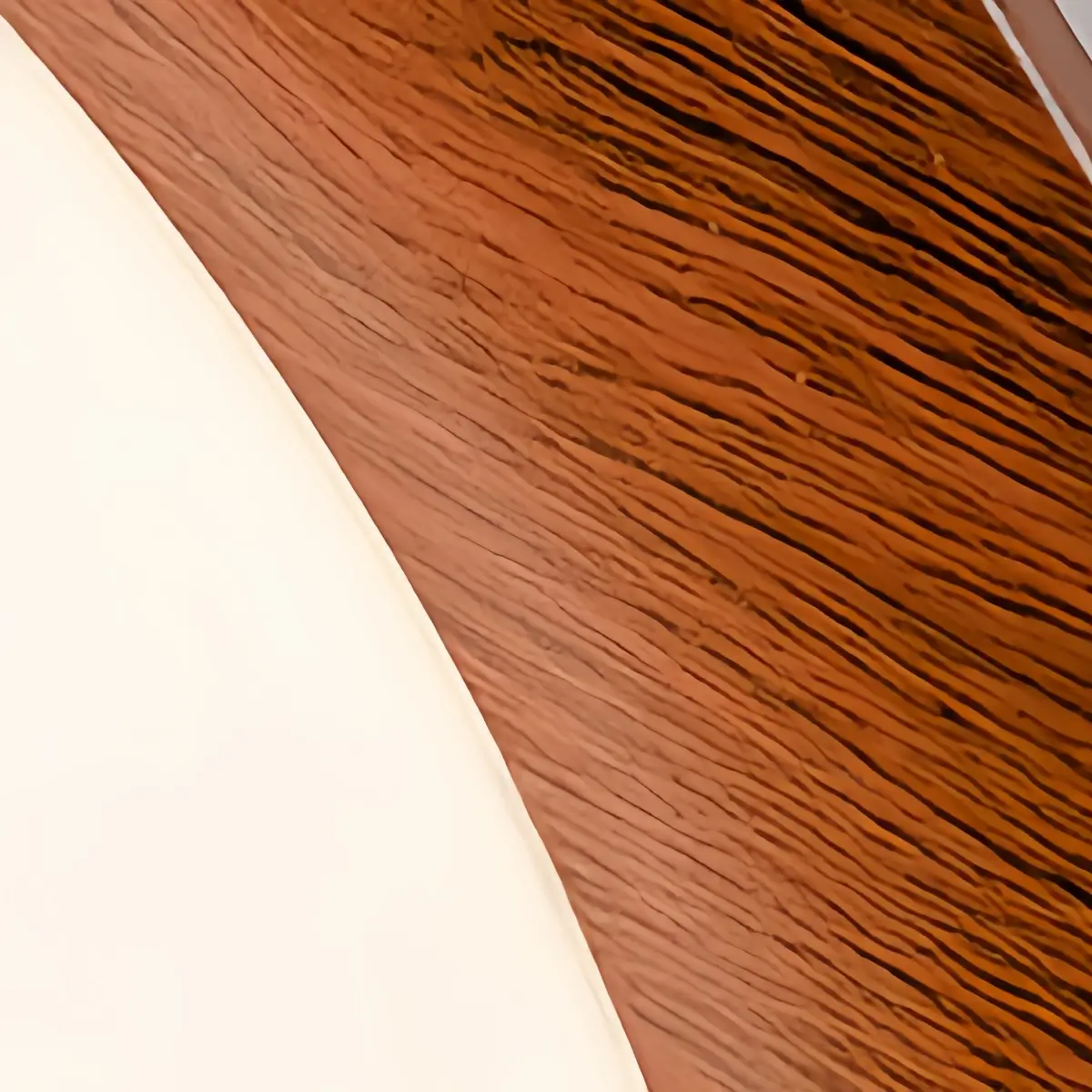 Modern Walnut Round Ceiling Light -- White Metal & Acrylic