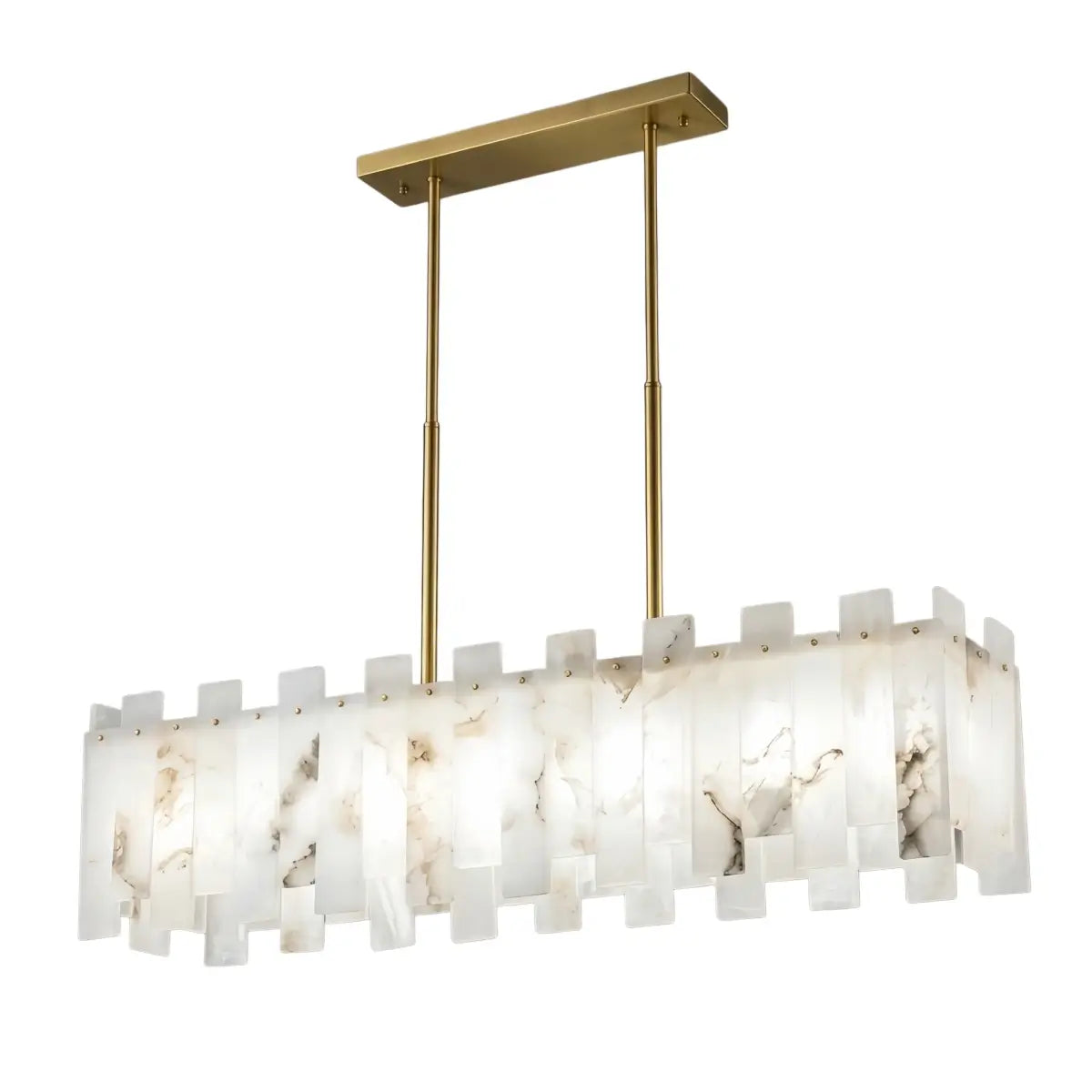 Art Deco Linear Alabaster Chandelier -- Gold Finish