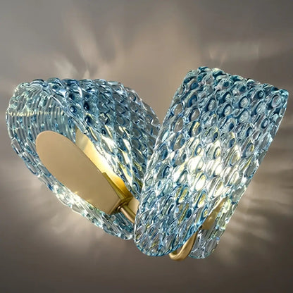 Art Deco Peacock Glass Wall Lamp -- Gold Frame