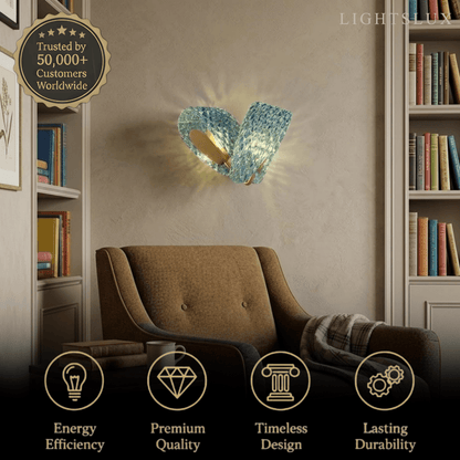 Art Deco Peacock Glass Wall Lamp -- Gold Frame