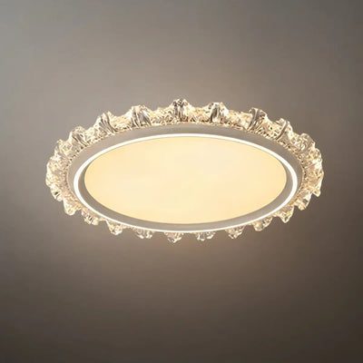Vivara Modern Round Ceiling Light -- White or Walnut Acrylic & Metal for Bedroom