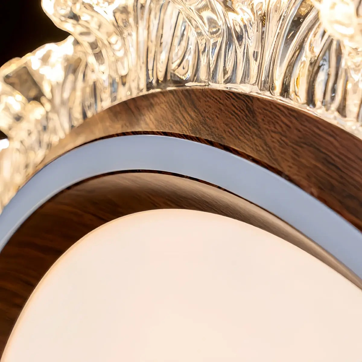 Vivara Modern Round Ceiling Light -- White or Walnut Acrylic & Metal for Bedroom
