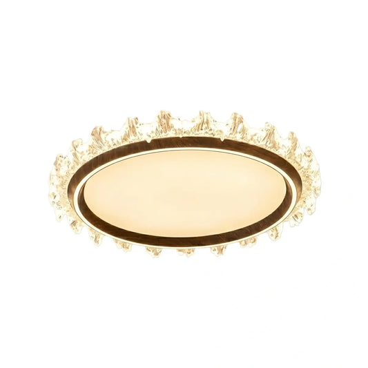 Vivara Modern Round Ceiling Light -- White or Walnut Acrylic & Metal for Bedroom