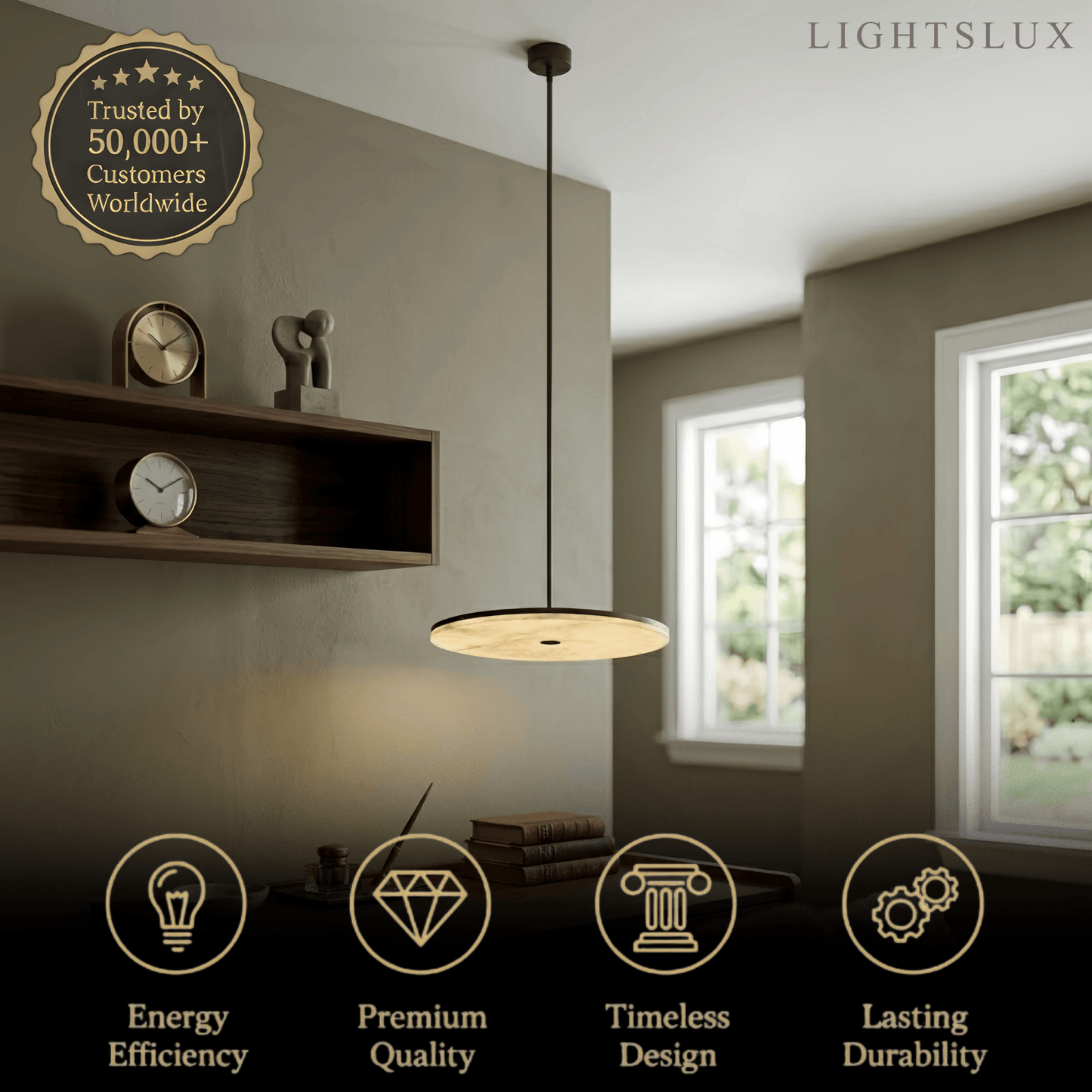 Alba Modern Alabaster Disc Pendant Light