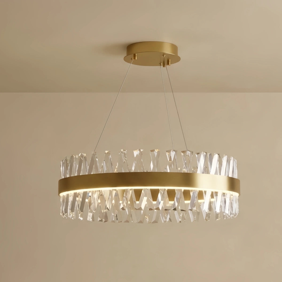 Round Chandelier – Gold Metal for Dining Room / Living Room