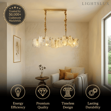 Velora Elegant Cloud Glass Linear Chandelier