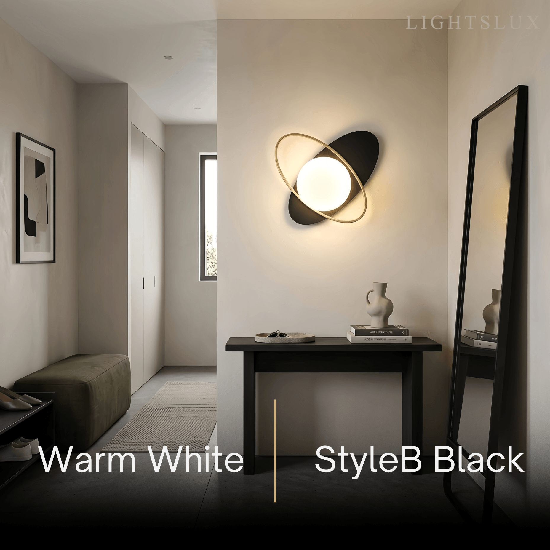 Vivara Modern Oval Wall Lamp – Frosted Glass Brass Black/White for Bedroom / Living Room