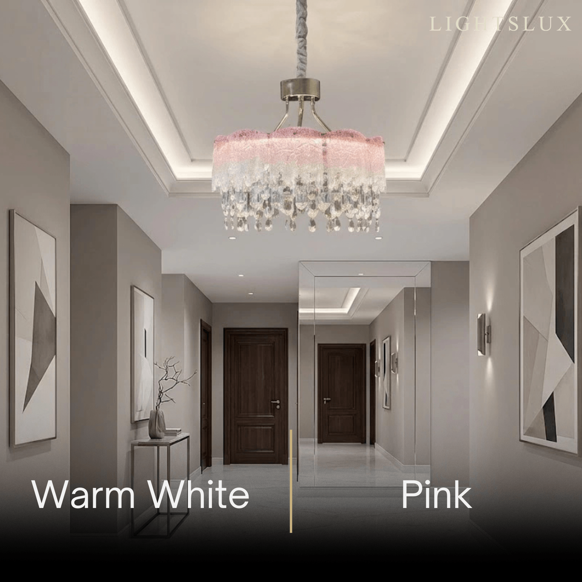 Vetro Elegant Glass Fringe Crystal Chandelier – Green/Pink/Clear Round for Bedroom / Dining Room