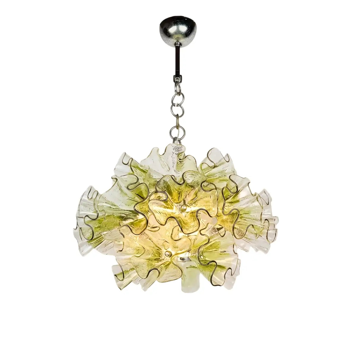 Vivara Modern Green Glass Flower Chandelier -- Metal Frame for Dining Room Living Room