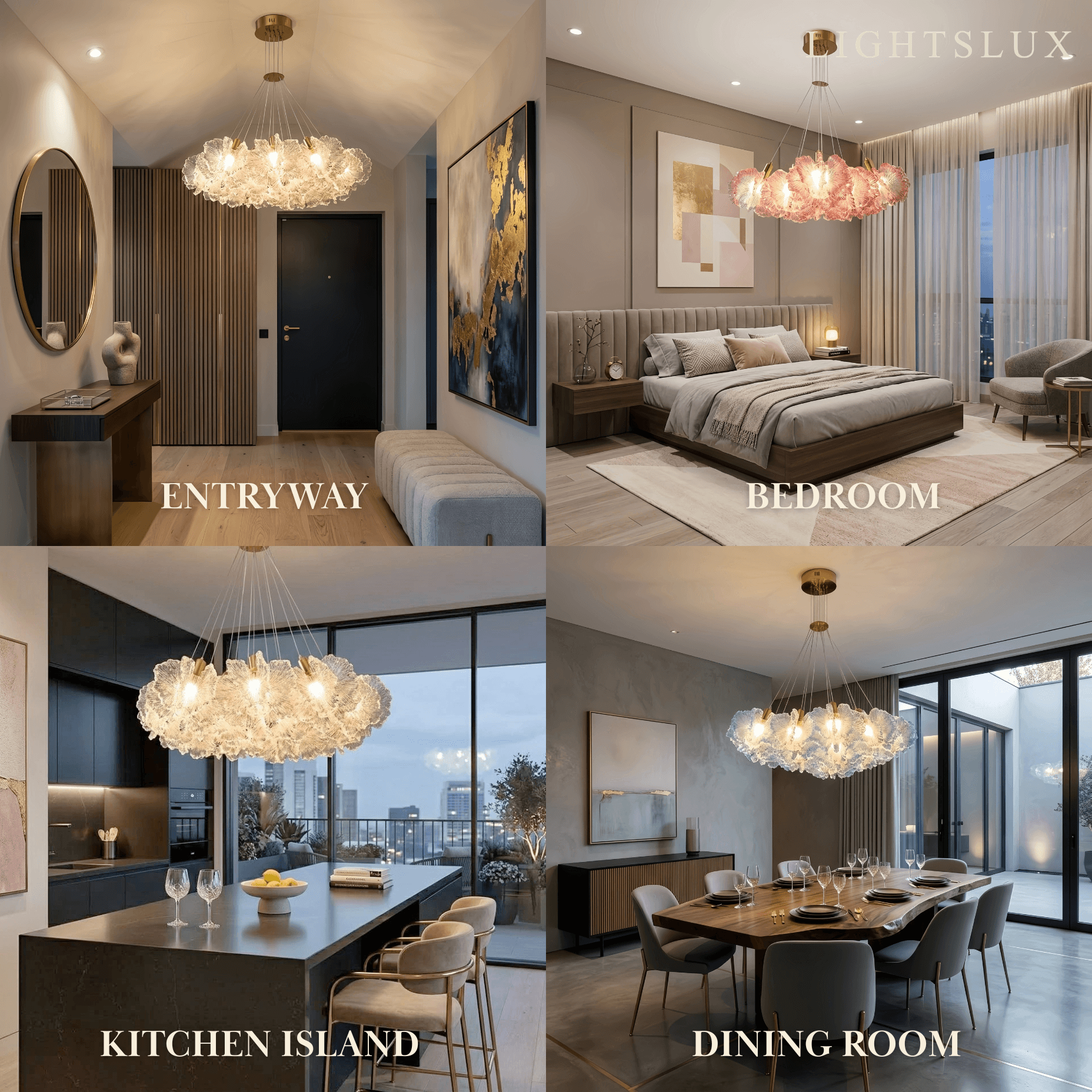 Vivara Modern Cloud Chandelier -- Colorful Acrylic White/Red/Purple/Blue for Dining Room