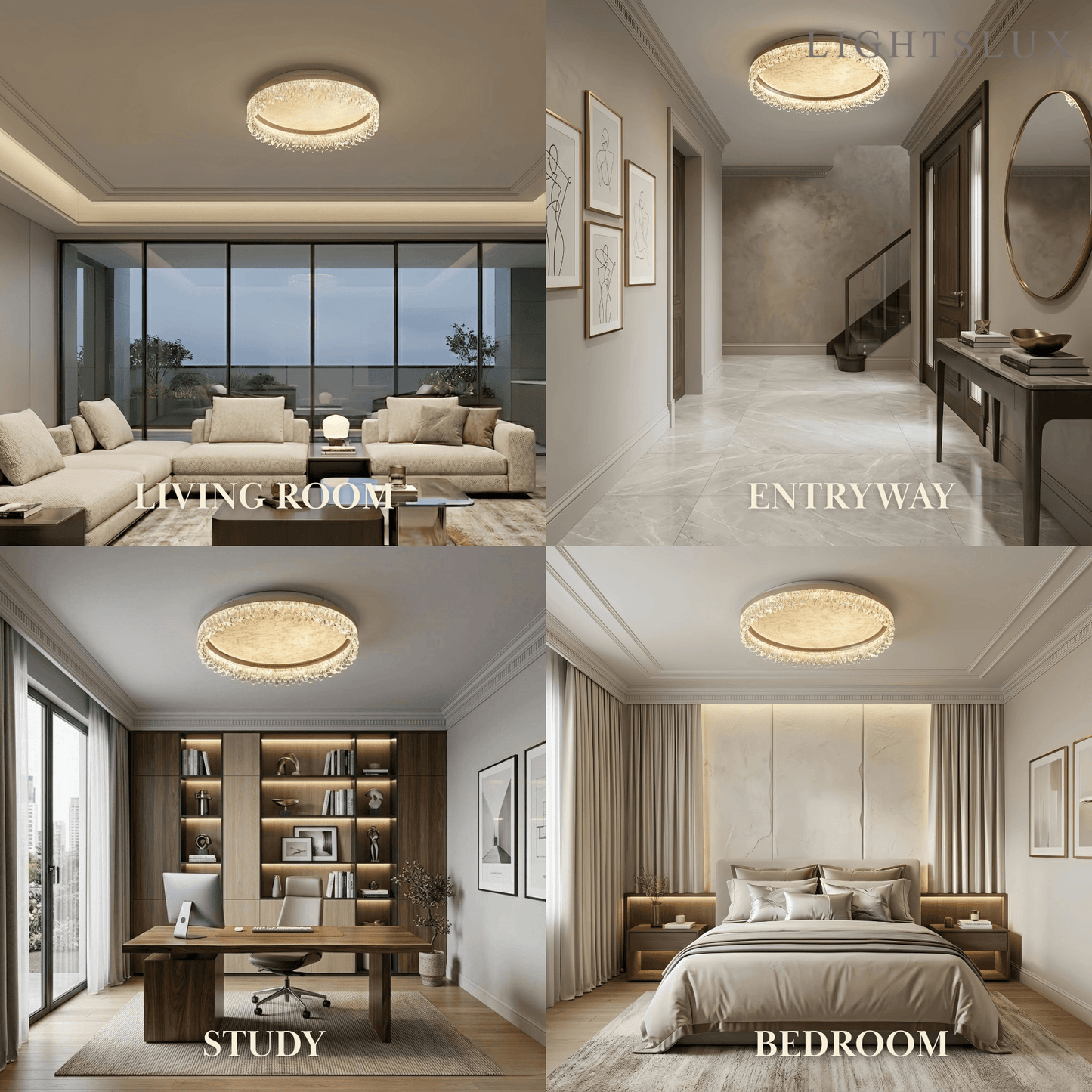 Vivara Modern Gold Flush Mount Ceiling Light -- Acrylic & Metal for Bedroom Bathroom