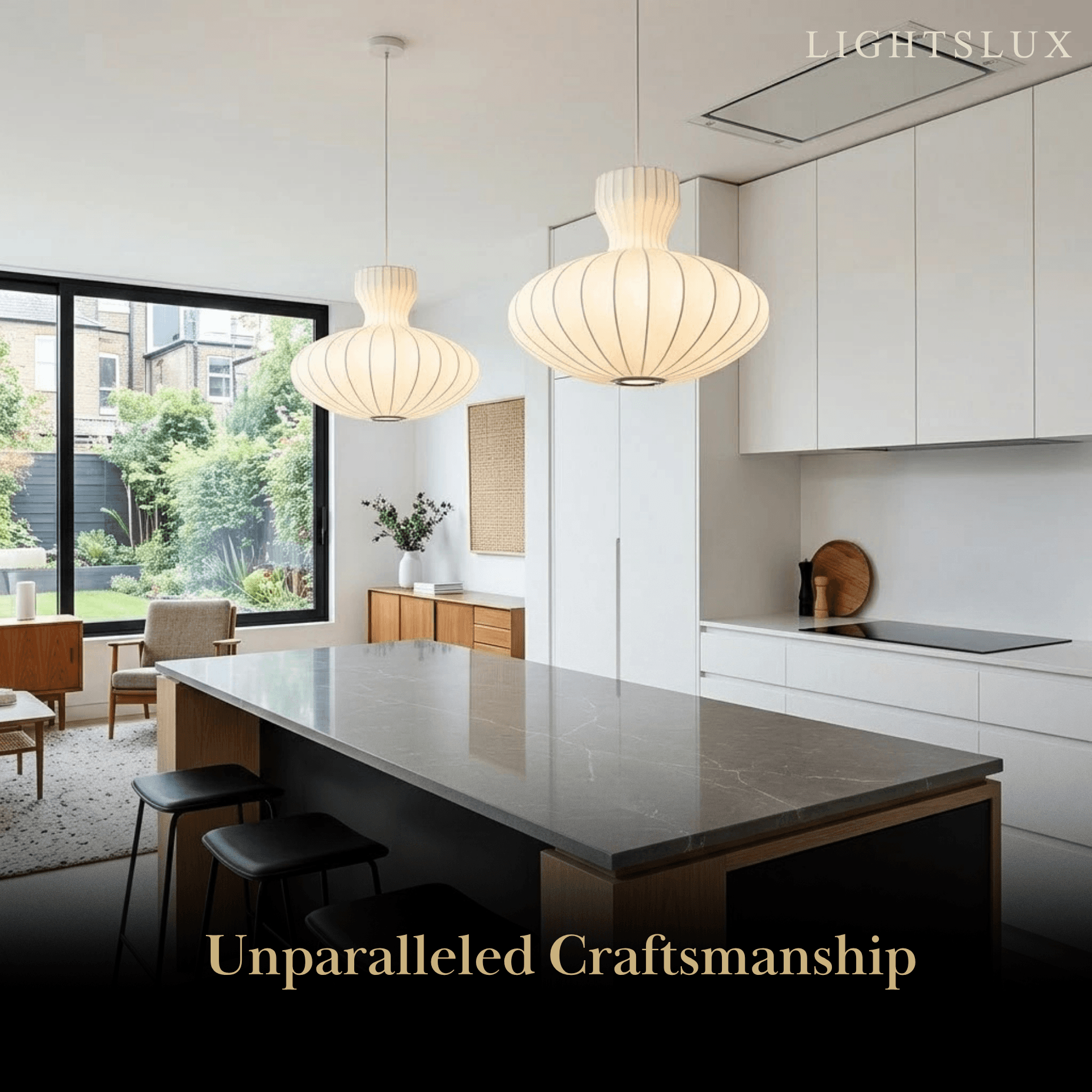 Crema Minimalist Silk Pendant Light – White