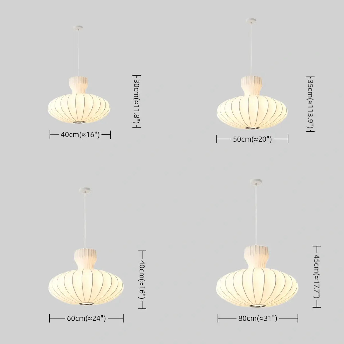 Crema Minimalist Silk Pendant Light – White