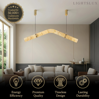 Contemporary Curved Alabaster Pendant Light -- White