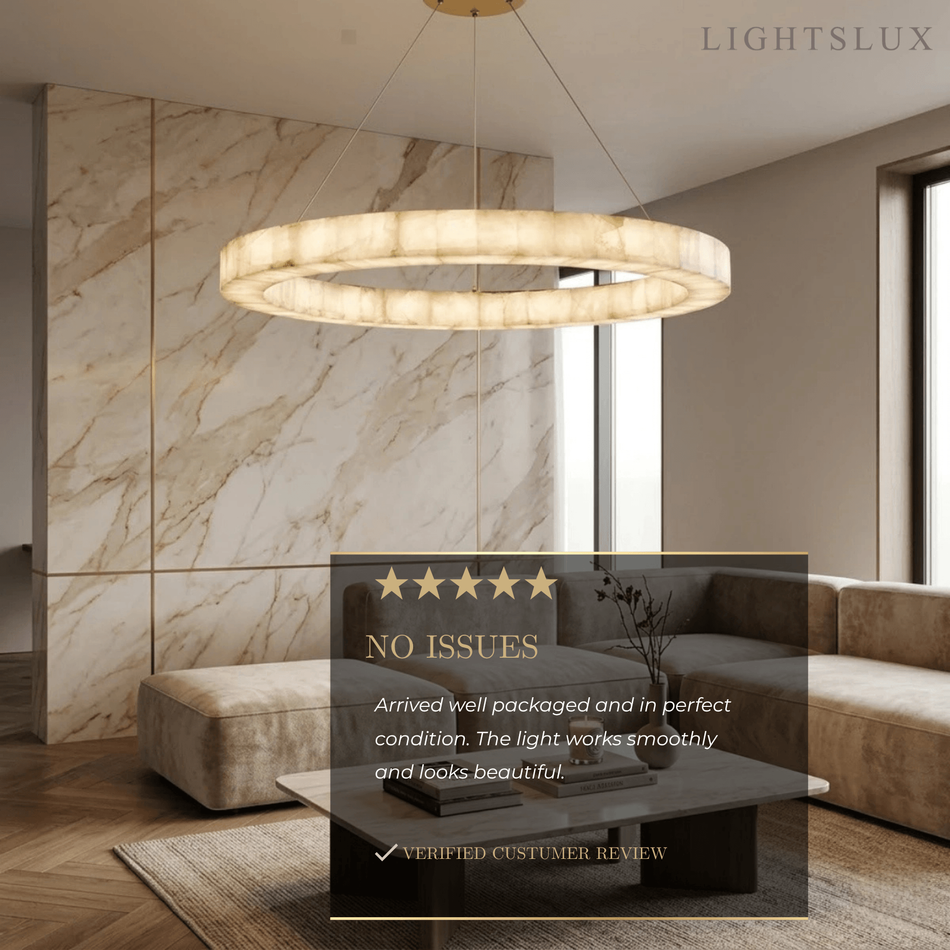 Alba Modern Alabaster Ring Chandelier