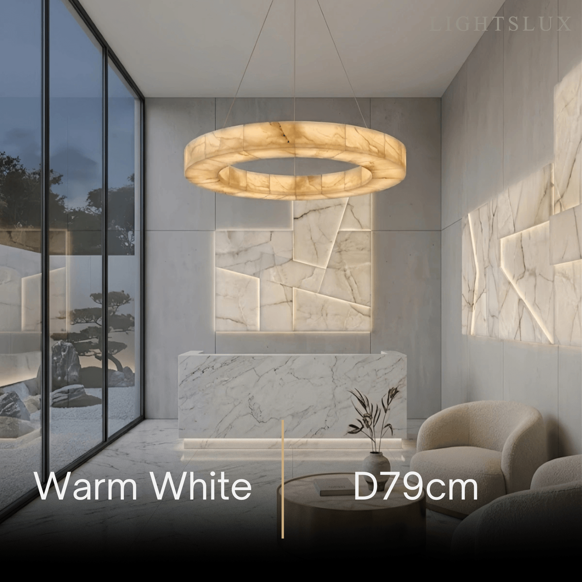 Alba Modern Alabaster Ring Chandelier