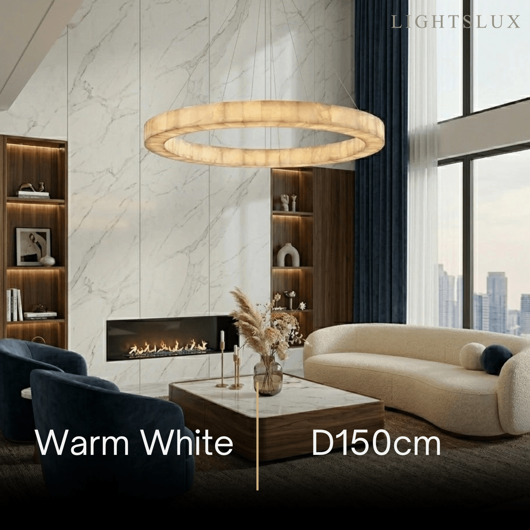 Alba Modern Alabaster Ring Chandelier
