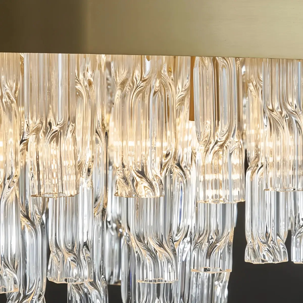 Excelis Luxury Rectangular Crystal Chandelier – Gold Frame for Dining Room / Kitchen