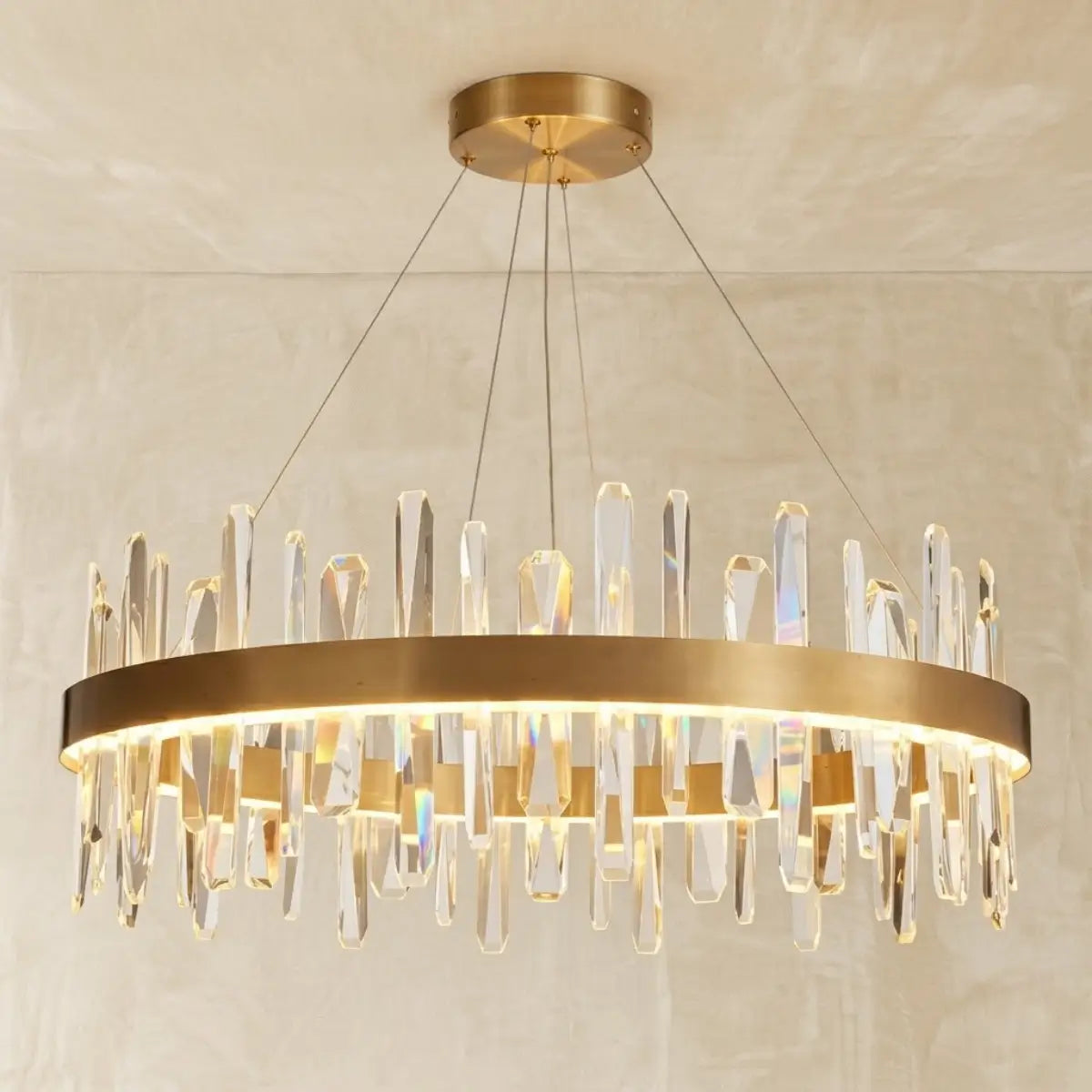 Excelis Luxury Round Crystal Chandelier – Gold Finish  for Living Room/Dining Room