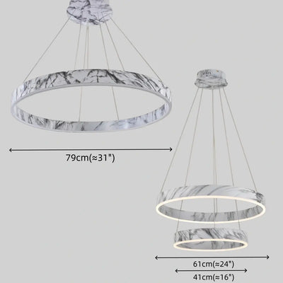 Contemporary Tiered Circular  Chandelier -- Marble