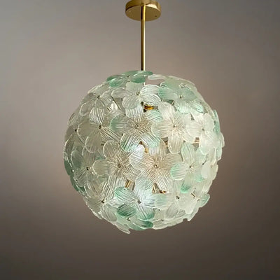 Art Deco Glass Orb Chandelier -- Pink