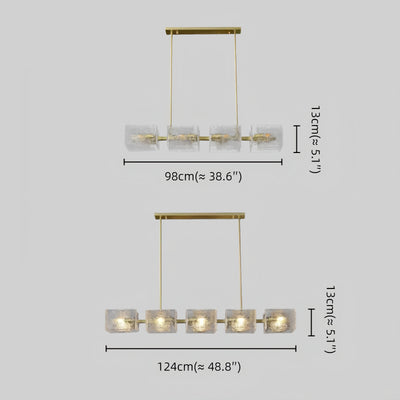 Excelis Elegante gerade Hängelampe – Gold mit klarem Wasserwellenglas für Esszimmer Küche