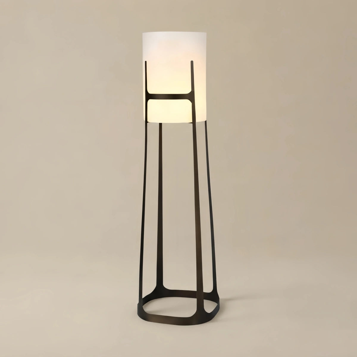 Velora Modern Lantern Floor Lamp -- White Fabric for Living Room Reading Nook Entryway
