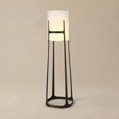 Velora Modern Lantern Floor Lamp -- White Fabric for Living Room Reading Nook Entryway
