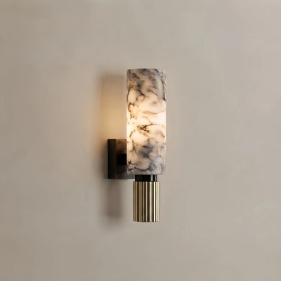 Alba Minimalist Alabaster Wall Lamp -- Brass & Black for Bedroom Living Space